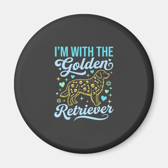 Íman Amante de Golden Retriever com Estampa de Caveira  (Frente)