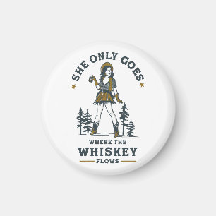 Íman Amante de Whisky Cowgirl Ocidental Vintage Engraça