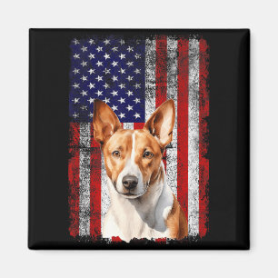Íman Amante do Cão Basenji Bandeira dos EUA 4 de Julho