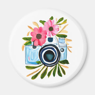 Íman Amantes da Fotografia Câmera Antiga e Flores