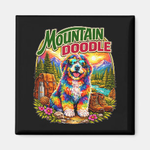 Íman Amantes de cães doodle da montanha pop art retrô a