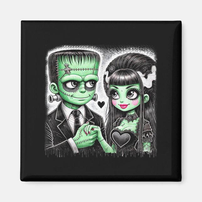 Íman Amantes de Halloween Frankenstein Esqueleto para H (Frente)