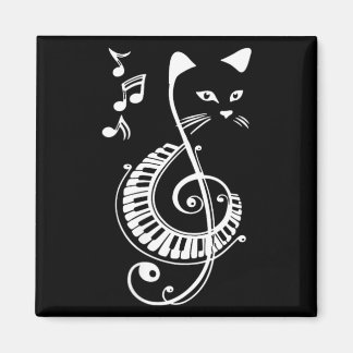 Íman Amantes de Música e Animais Gato Musical Clave de