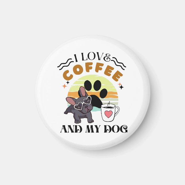 Íman Amantes do Café - Eu Amo Café E Meu Cachorro (Frente)