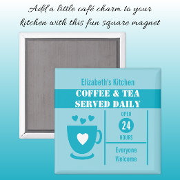 Íman Amantes do café nome personalizado branco azul