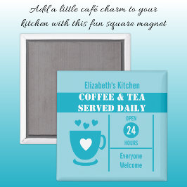 Íman Amantes do café nome personalizado branco azul