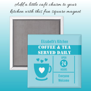 Íman Amantes do café nome personalizado branco azul
