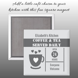 Íman Amantes do café nome personalizado branco cinza