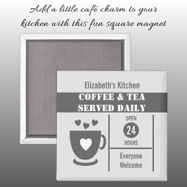 Íman Amantes do café nome personalizado branco cinza