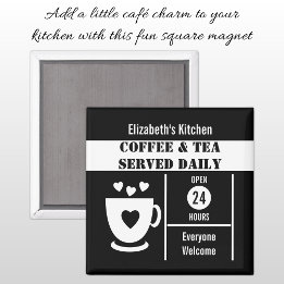 Íman Amantes do café nome personalizado branco preto