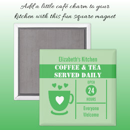 Íman Amantes do café nome personalizado branco verde