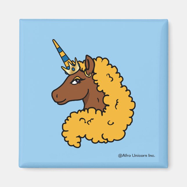 Íman Amarelo Afro Unicorn (Frente)