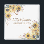 Íman Amarelo Elegante Aquarela Girassol Sunny<br><div class="desc">Elegante Yellow Watercolor Sunflower Magnet, Este convite de casamento elegante e idílico é perfeito e excelente para o dia do seu casamento. Ele apresenta um banquete casamento, noivado, Dia de os namorados, Bachelor Party, Festa de solteira, Chá de panela, Noivado, Anúncio de Noivado, Salve o Casamento de Data e ocasiões...</div>