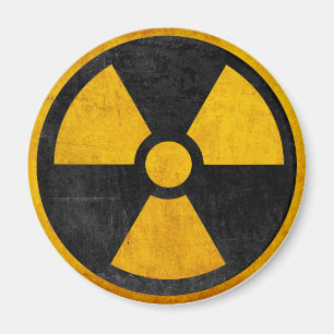 Íman Amarelo radioativo e preto do reator nuclear