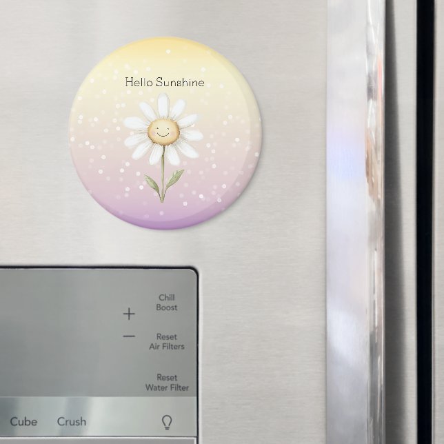 Íman Amarelo Roxo Branco Pontos Bokeh Margarida Luz do  (In Situ (Fridge))