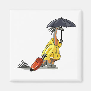Íman Amargasaurus Segurando O Guarda-Chuva E A Mala.