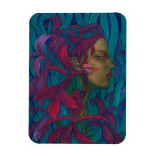 Íman Amaryllis, mulher e flores, pop-surrealismo de art