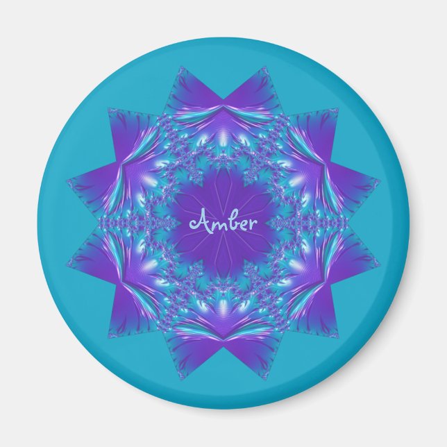 Íman AMBER ~ STAR! Purple e Aqua ~ Design impressionant (Frente)