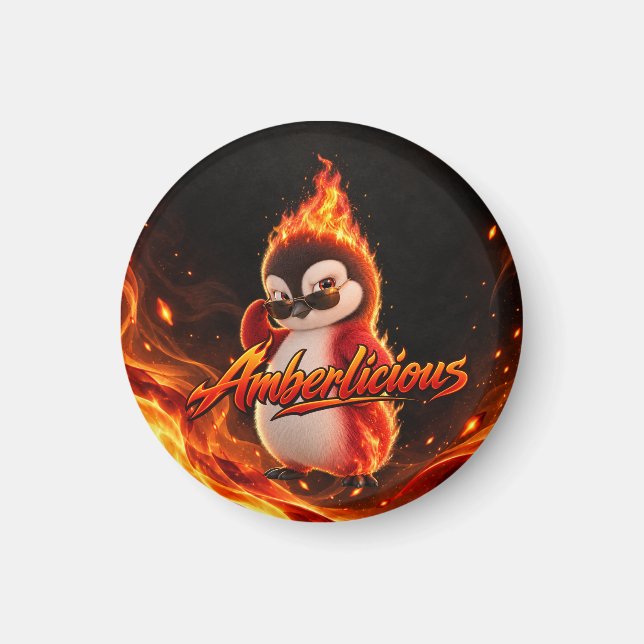 Íman Amberlicious Fire Penguin Sunglasses Funny (Frente)
