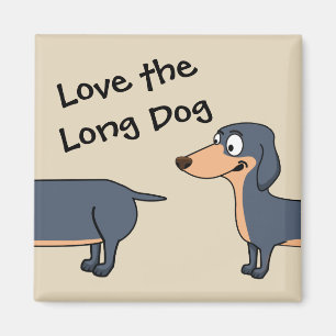 Íman Ame o Cachorro Longo - Magneta Quadrada Dachshund 