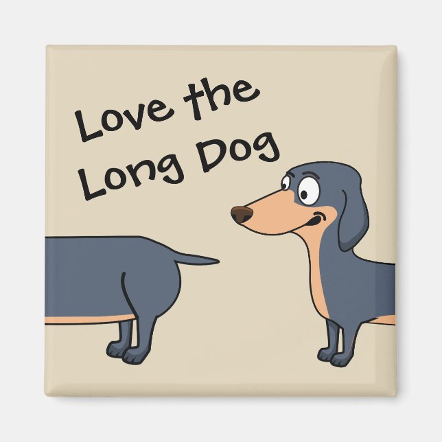 Íman Ame o Cachorro Longo - Magneta Quadrada Dachshund  (Frente)