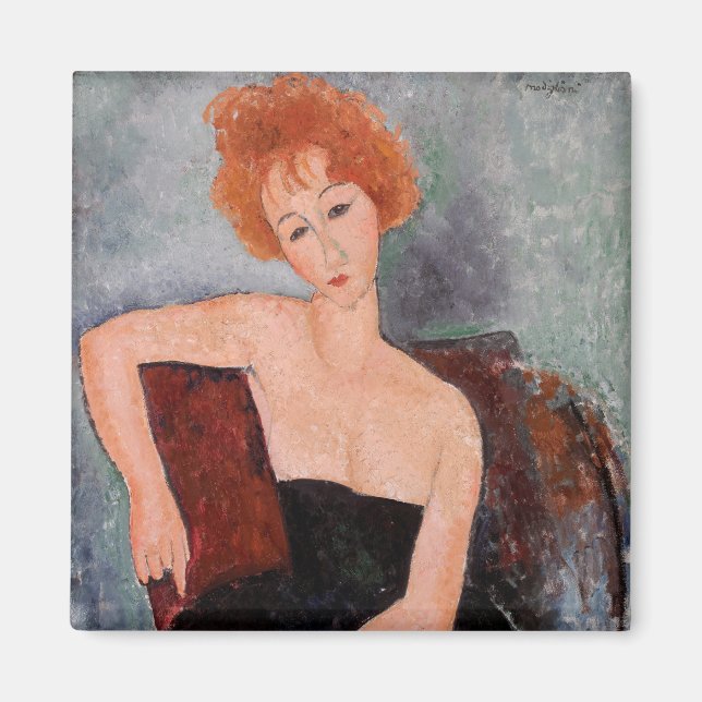 Íman Amedeo Modigliani - Vestido da Noite Ruiva (Frente)