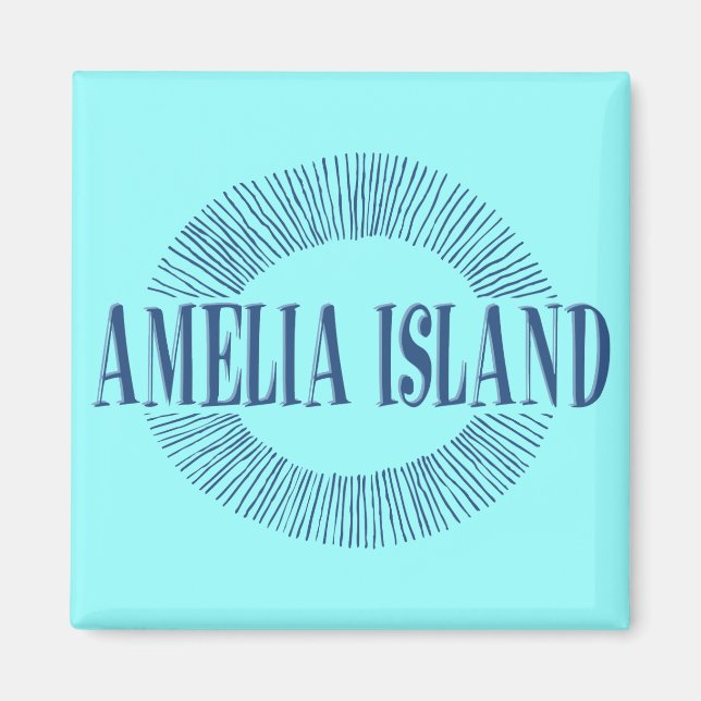 Íman Amelia Island em azul com design de sol (Frente)