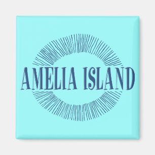 Íman Amelia Island no azul com design do sol