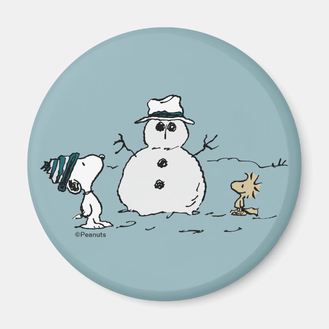 Íman Amendoins | Snoopy & Woodstock Construir Um Neve (Frente)