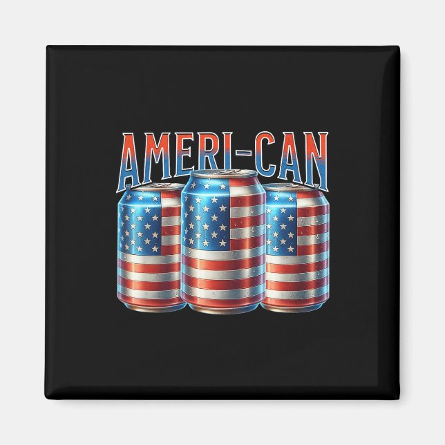 Íman Ameri-can Funny Beer Can Flag Patriotic 4th Of Jul (Frente)