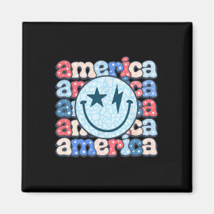 Íman América Groovy Smile Shirt Para Mulheres 4 De Julh