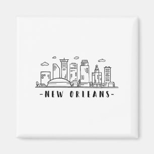 Íman América Louisiana New Orleans Skyline Silhouette