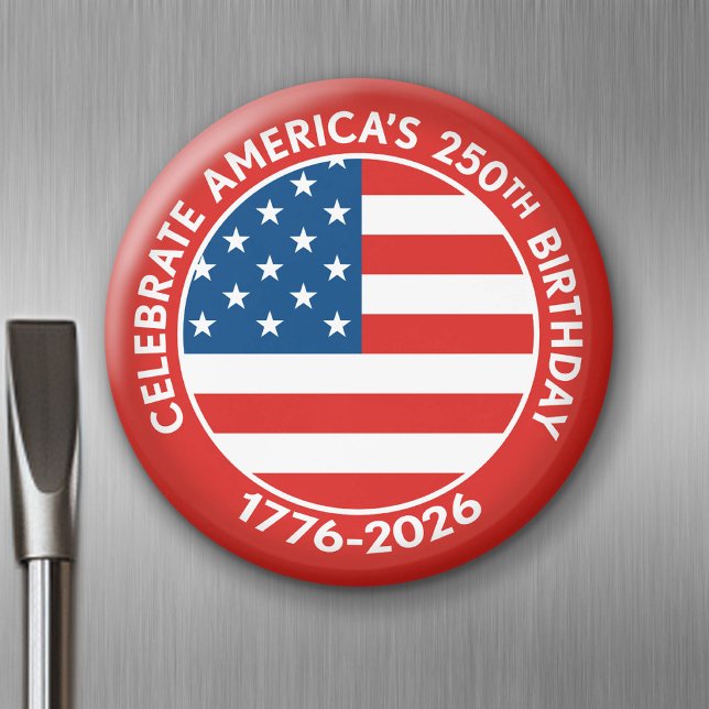 Íman America Semiquincentenal 1776-2026 EUA 250 Flag (USA 250 - Celebrate America - American Revolution 250 Magnet)