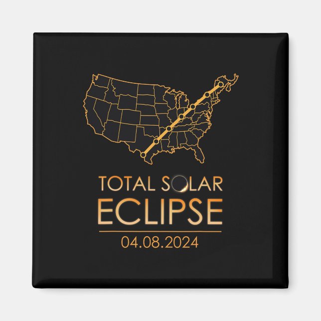 Íman América Total Eclipse Solar 8 de abril de 2024 Map (Frente)