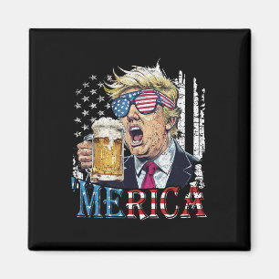 Íman América Trump 4 De Julho Engraçado Bebendo Cerveja