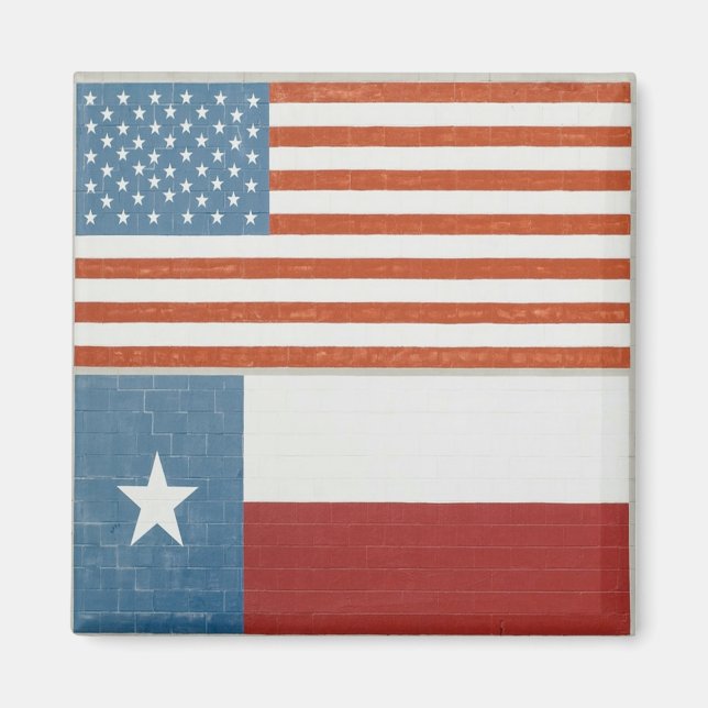 Íman American and Texas Flag USA Red White and Blue (Frente)