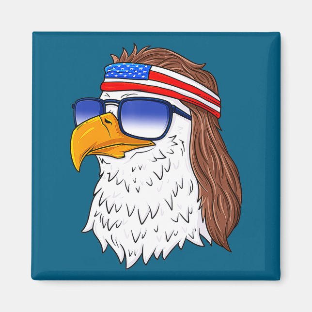 Íman American Bald Eagle Mullet 4th Of July Funny Usa  (Frente)