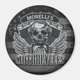 Íman American Biker ADD NAME Skull V-Twin Motocicletas