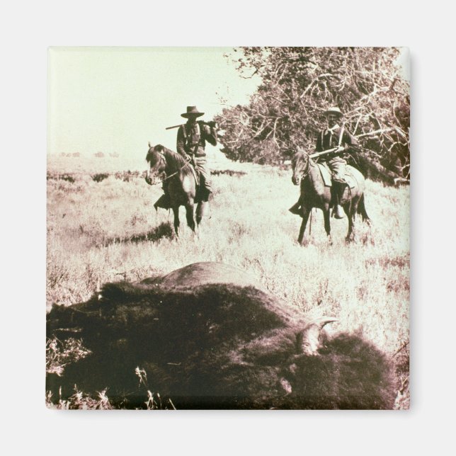 Íman American Bison Hunters (foto b/w) (Frente)