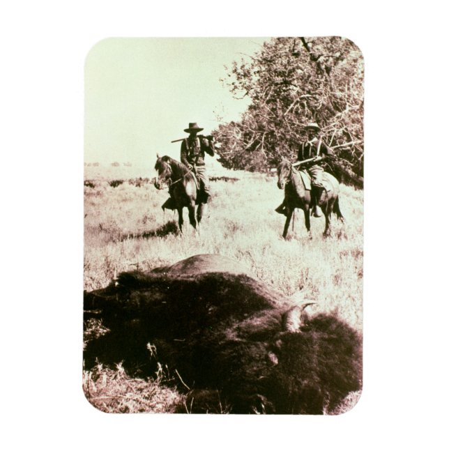 Íman American Bison Hunters (foto b/w) (Vertical)