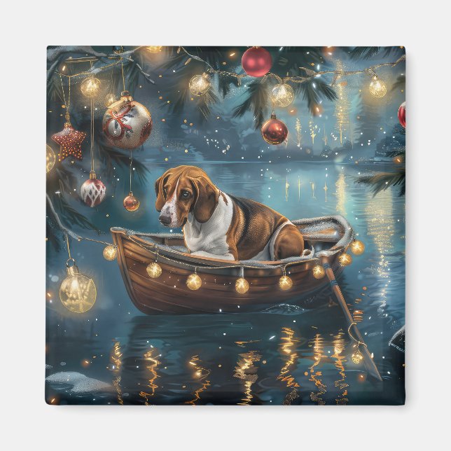 Íman American English Foxhound Christmas Fesyage Voyage (Frente)