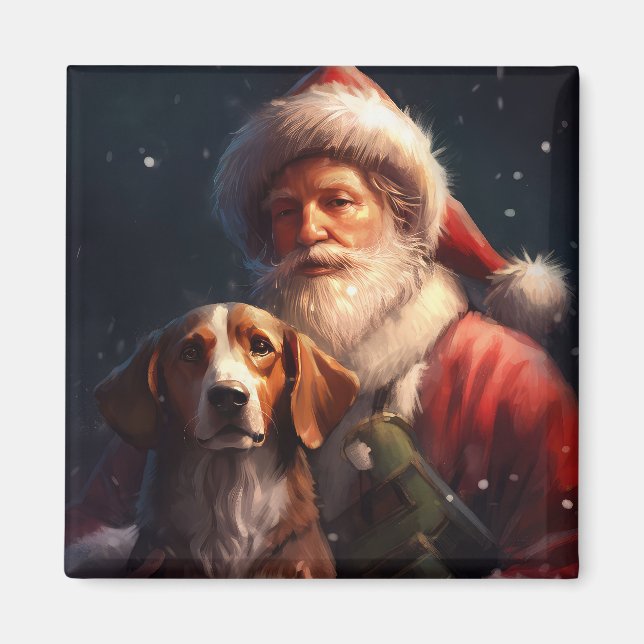 Íman American English Foxhound Santa Claus Natal (Frente)