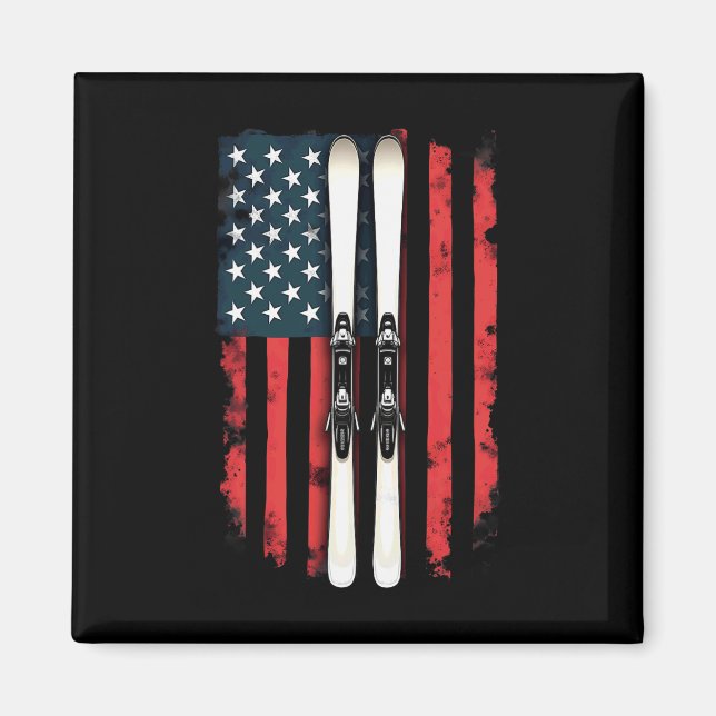 Íman American Flag Alpino Skiier 1 (Frente)