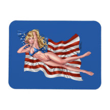 American Flag Bikini Pinup Girl by Al Rio