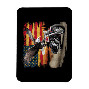 Íman American Flag Motorcycle Tshirt USA Flag Biker Ret