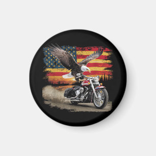 Íman American Flag Motorcycle Tshirt USA Flag Biker Ret