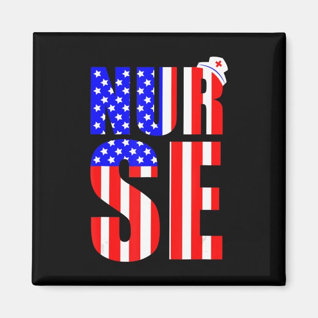 Íman American Flag Nurs 4 De Julho RN LPN Nursing Mem (Frente)