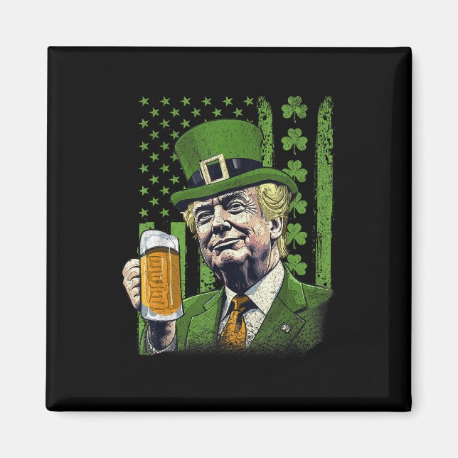Íman American Flag Shamrocks Irish Trump St Patricks Da (Frente)