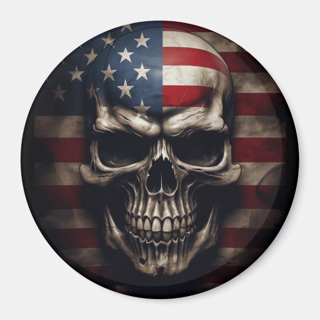 Íman American Flag Skull (Frente)