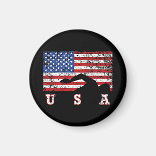 Íman American Flag USA Gift Natação Team Premium
